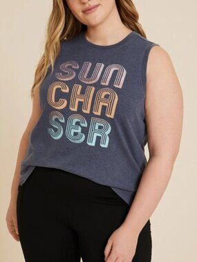 Tank Top 4X Blue Sleeveless Crew Tee Muscle T-Shirt  SunChaser Graphic Maurices